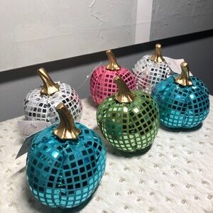 6 Fabric Disco Decorative Pumpkins   NWT